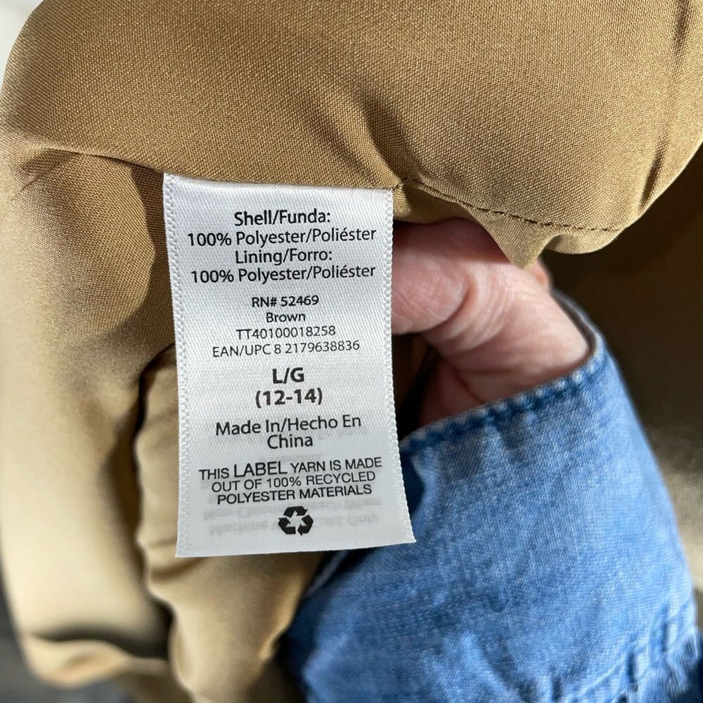 Time and Tru Missy Dad Coat W/L/12-14 Brown Long Sleeve Button Front trench NWT - Picture 5 of 10